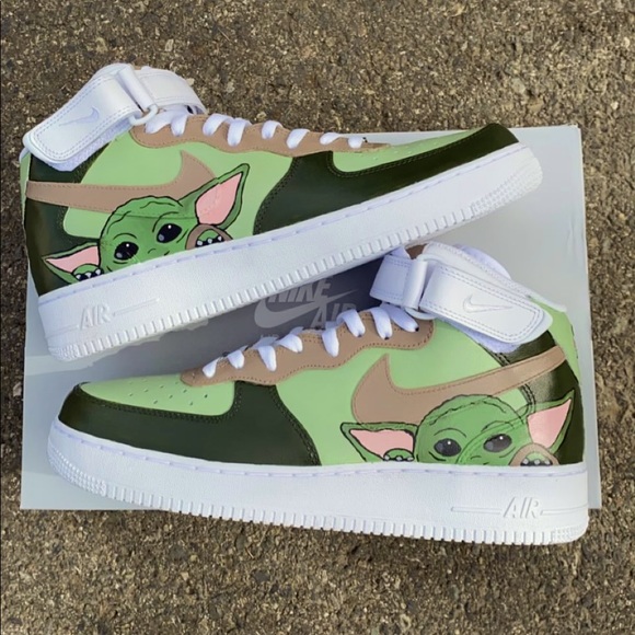 Custom Hand Painted Nike Air Force 1 Baby Yoda main image 9